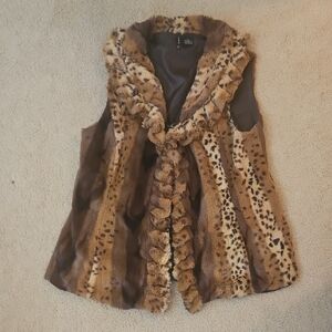 New Directions Brown Faux Fur Vest